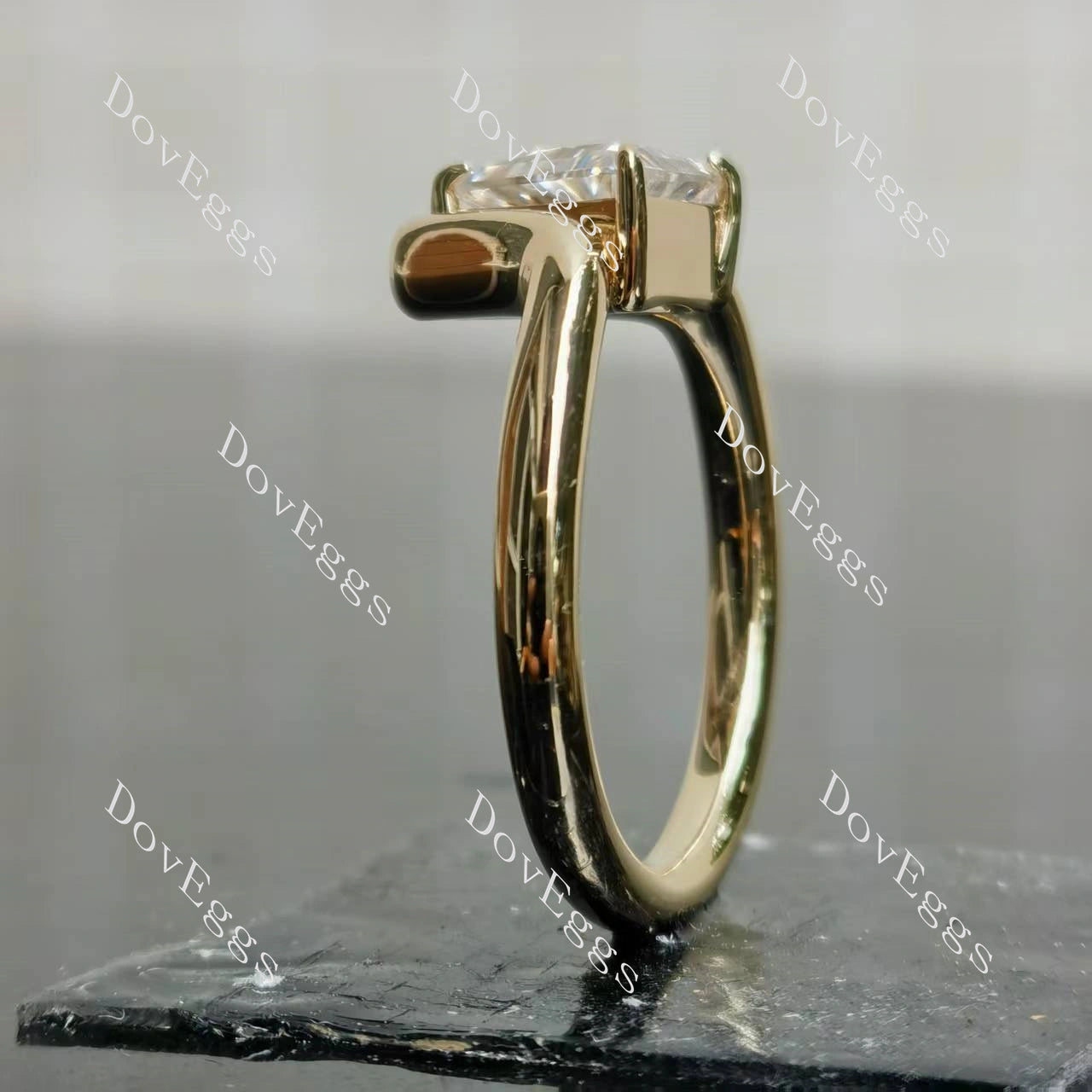 Triangle solitaire eleglant ethical lab diamond engagement ring only semi-mount only(Exclusively to DovEggs Stones)