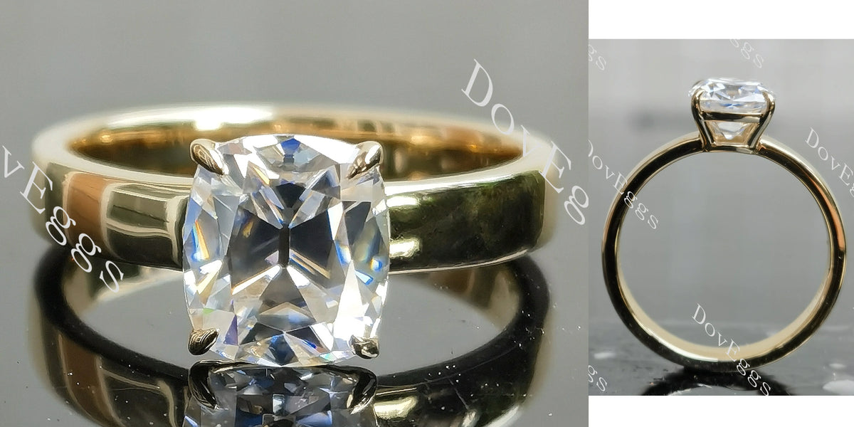 Cushion solitaire moissanite engagement ring| DovEggs