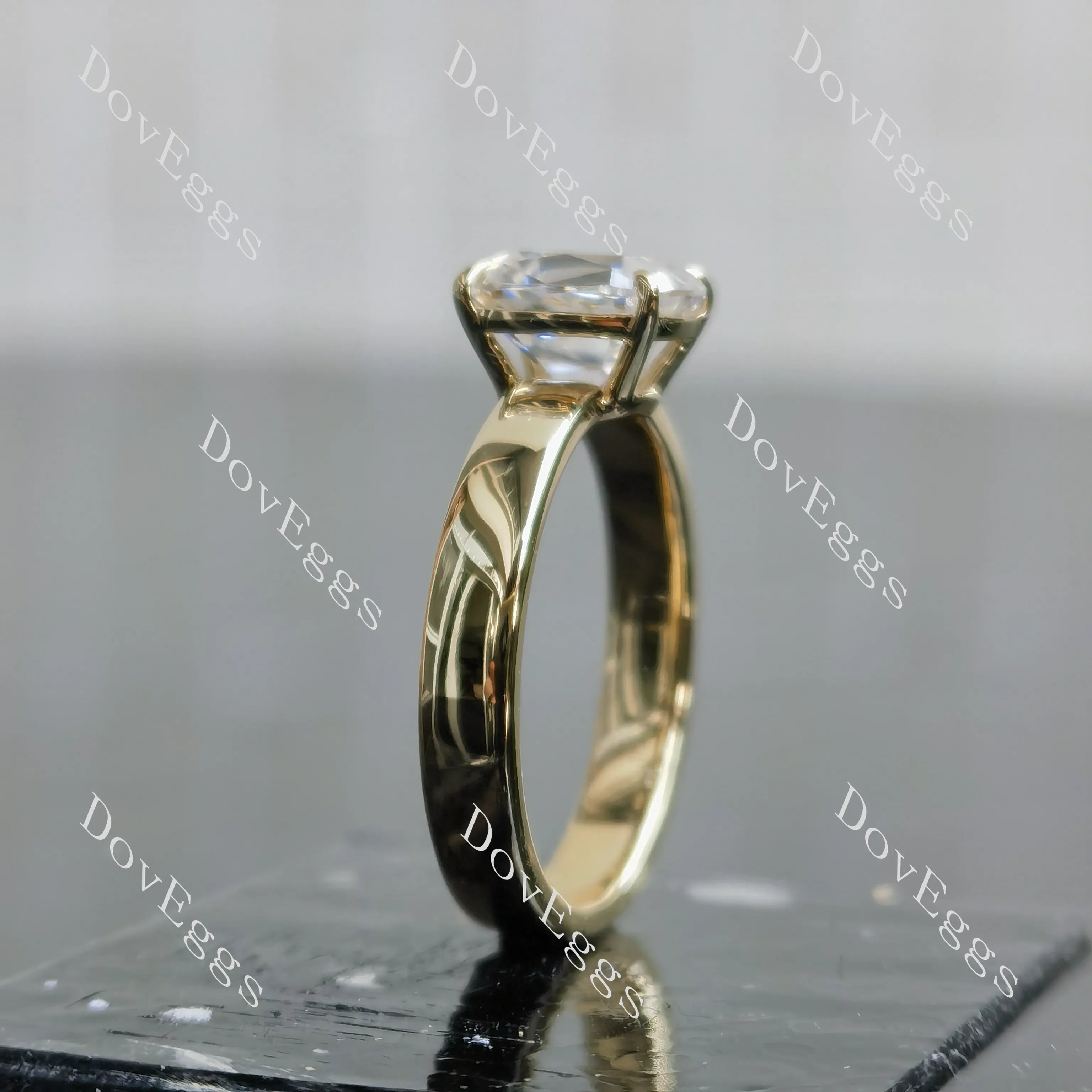Cushion solitaire moissanite engagement ring| DovEggs