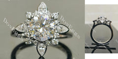 Flora pave art deco engraved engagement ring only semi-mount only(Exclusively to DovEggs Stones)