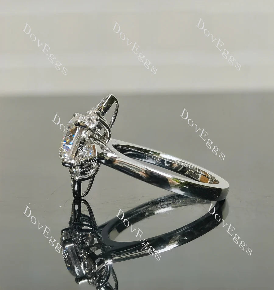 Flora pave art deco engraved engagement ring only semi-mount only(Exclusively to DovEggs Stones)