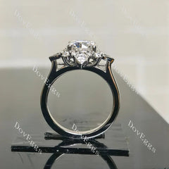 Flora pave art deco engraved engagement ring only semi-mount only(Exclusively to DovEggs Stones)