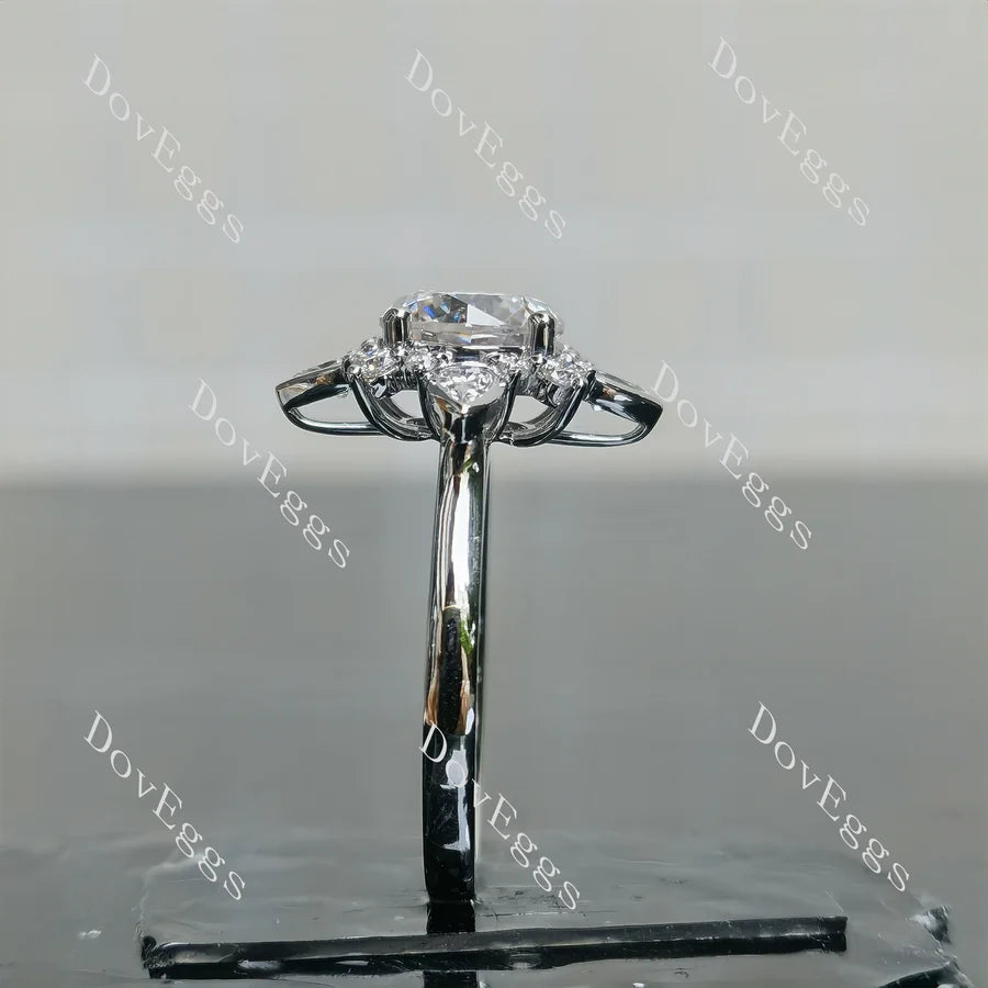 Flora pave art deco engraved engagement ring only semi-mount only(Exclusively to DovEggs Stones)