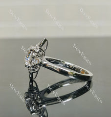 Round art deco floral moissanite engagement ring| DovEggs