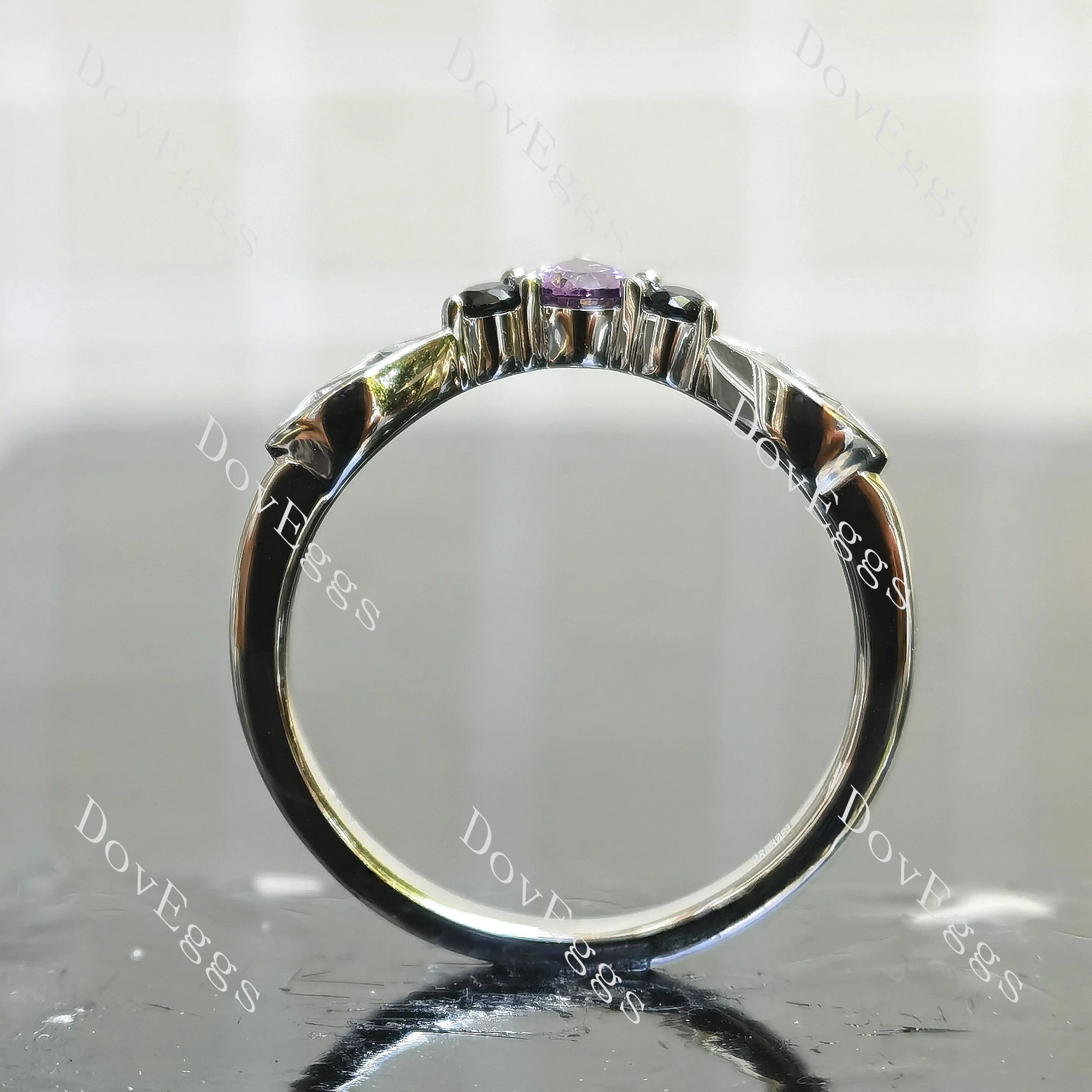 OZZY prince of darkness-Pear Vampire Gothic Bat Wings colored gem wedding band-2.0mm band width| Doveggs