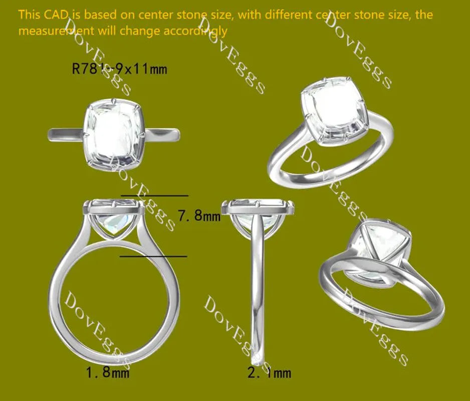 Bezel solitaire brilliant lab diamond engagement ring only semi-mount only(Exclusively to DovEggs Stones)