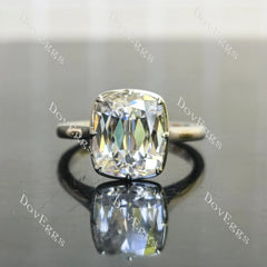 Cushion bezel solitaire brilliant moissanite engagement ring| DovEggs