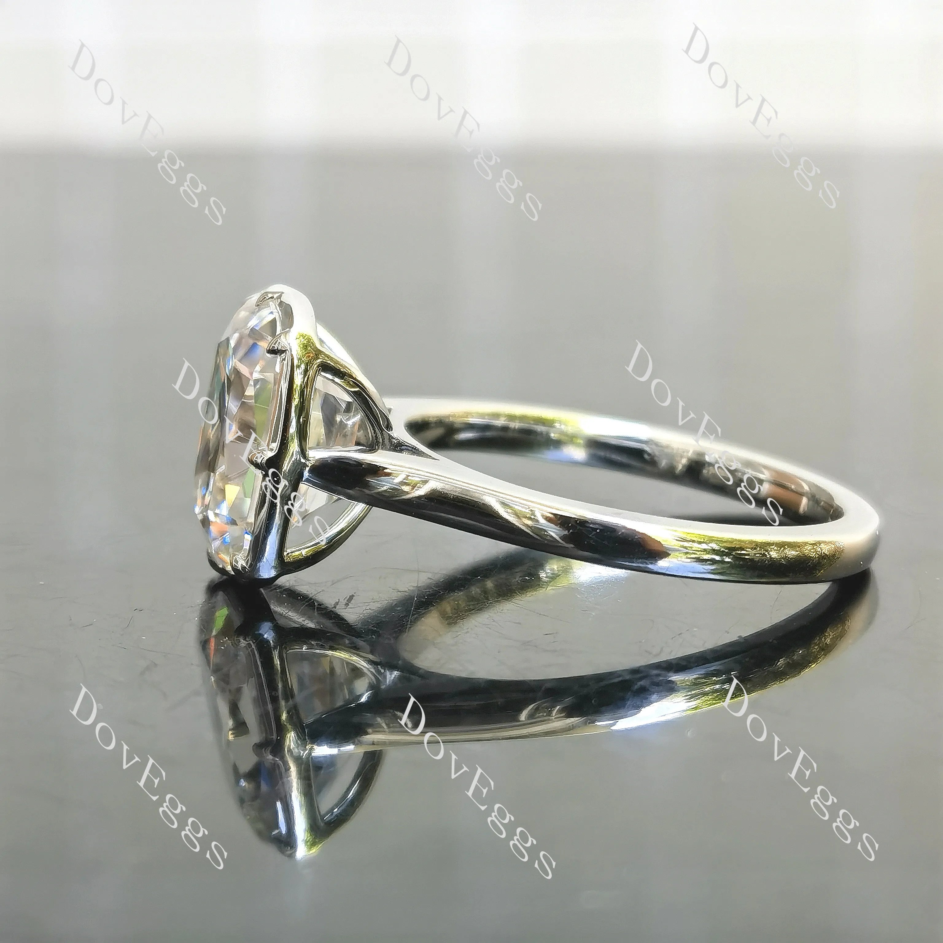 Cushion bezel solitaire brilliant moissanite engagement ring| DovEggs