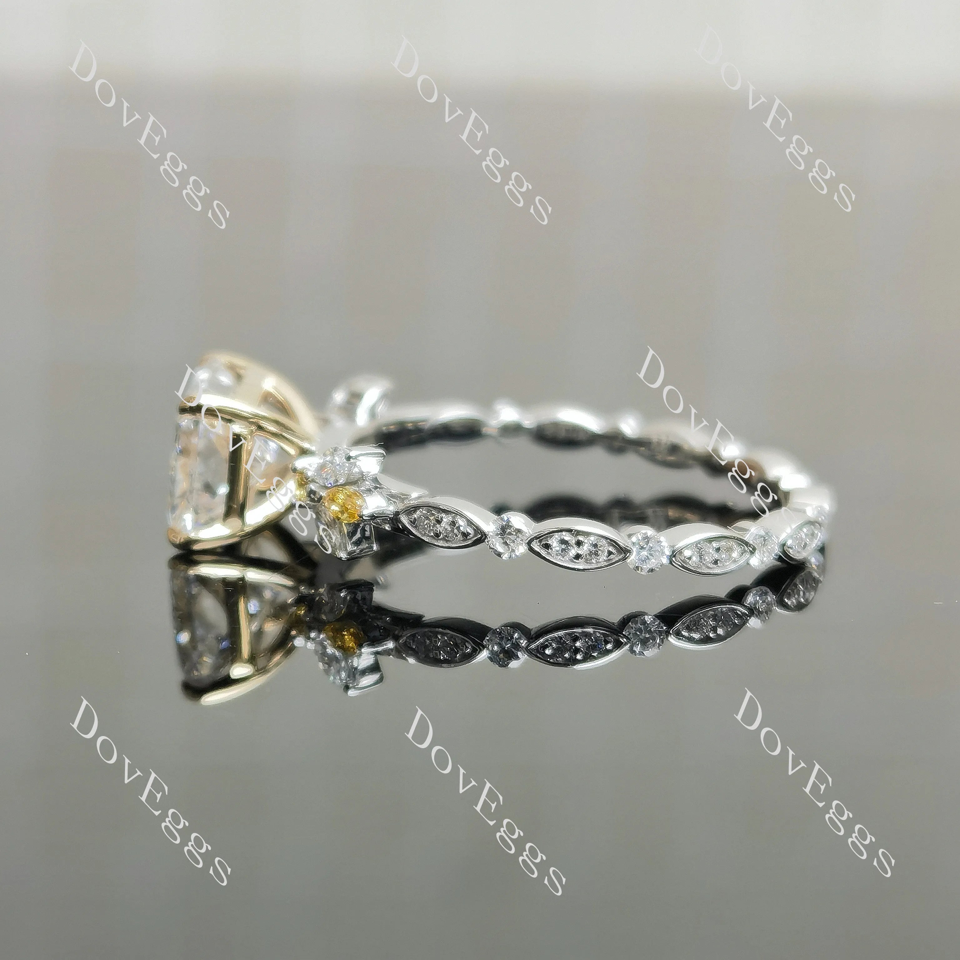 Socorro-Radiant pave full eternity lab diamond engagement ring semi-mount only(Exclusively to DovEggs Stones)