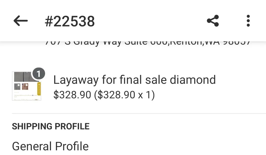 Layaway for final sale diamond( discount applied)
