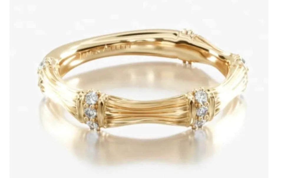 Matching band of 23059 in 2.5mm to 4mm Moissanite Accents 14k YG size 6.5
