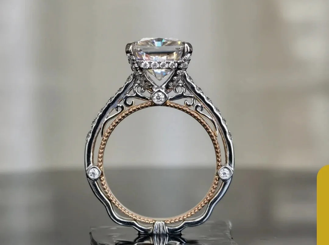 doveggs 5ct 14k white gold rose gold radiant moissanite ring(size 6.25)
