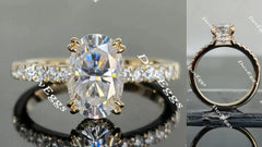 Miranda-Oval pave moissanite engagement ring| DovEggs