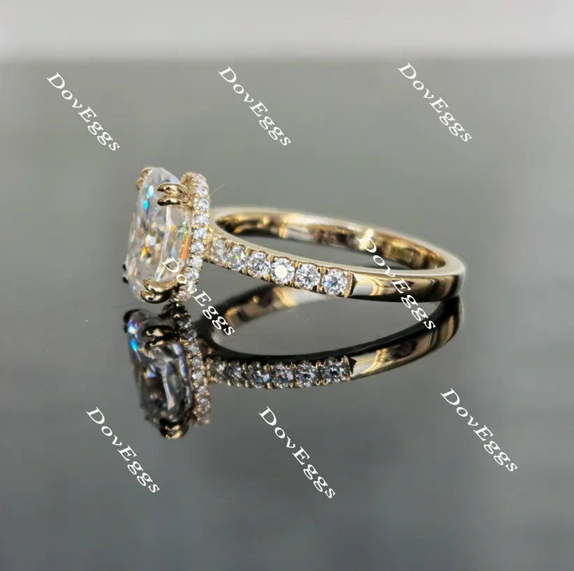 Miranda-Oval pave moissanite engagement ring| DovEggs