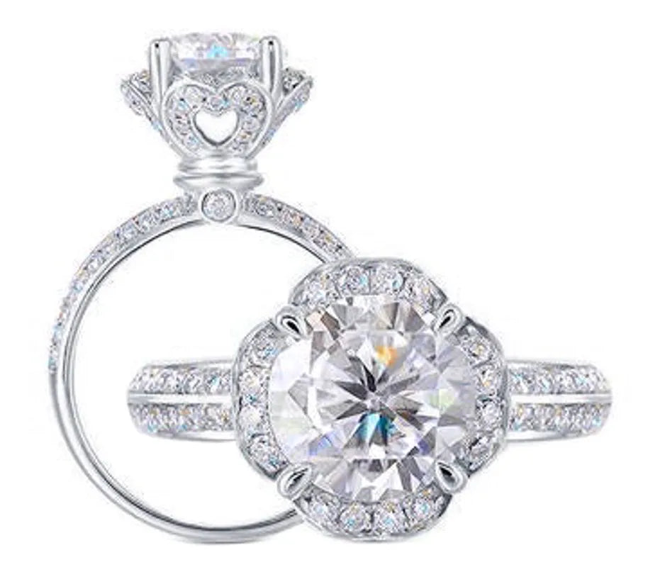 Doveggs half eternity paved engagement ring only semi-mount only(Exclusively to DovEggs Stones)