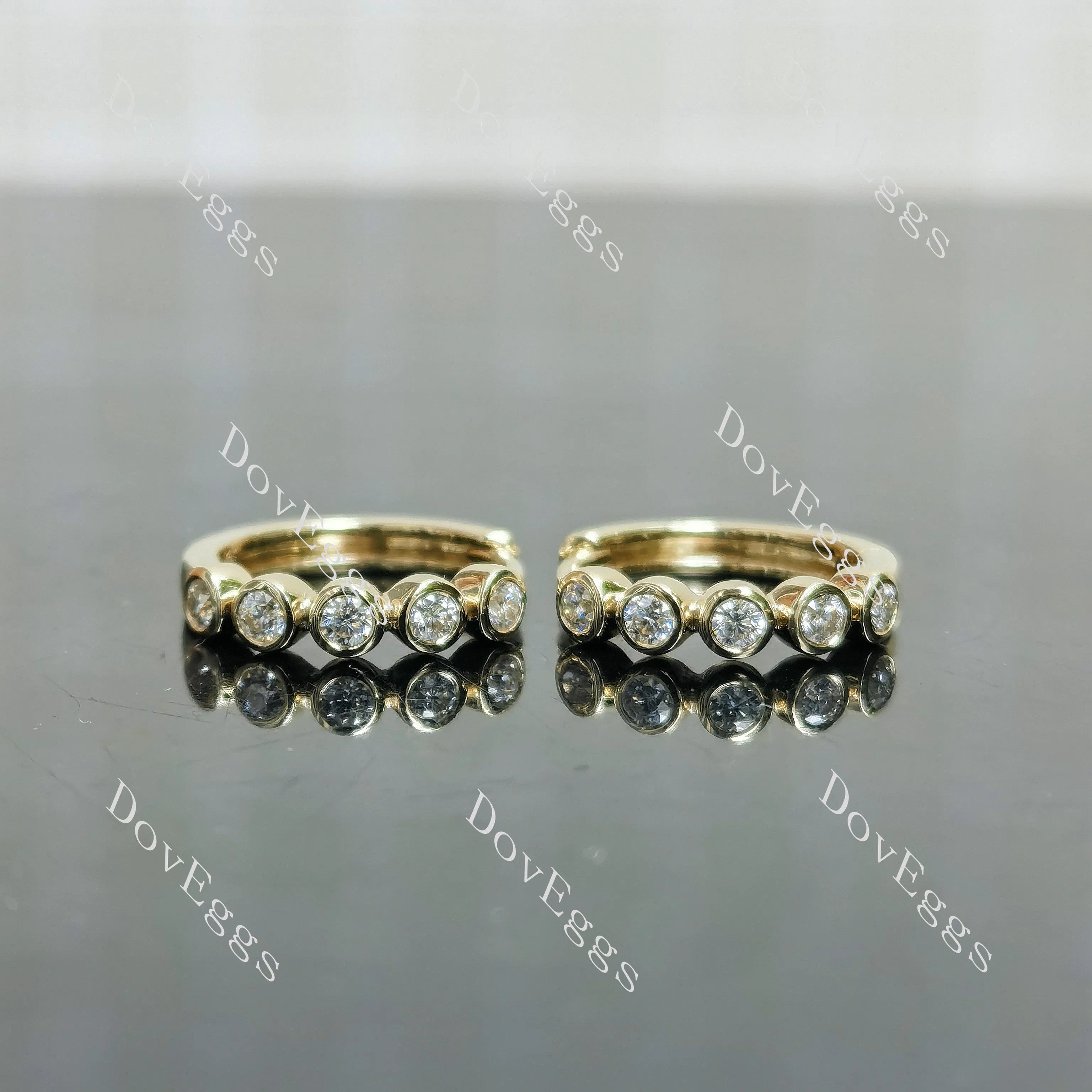 Round bezel moissanite/lab grown diamond beauty hoop earrings| DovEggs