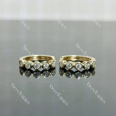 Round bezel moissanite/lab grown diamond beauty hoop earrings| DovEggs