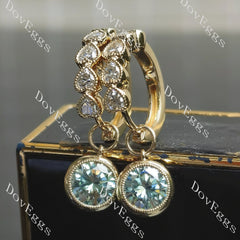 Tin’s Heart Art Deco Round heart colored moissanite dangle earrings| Doveggs