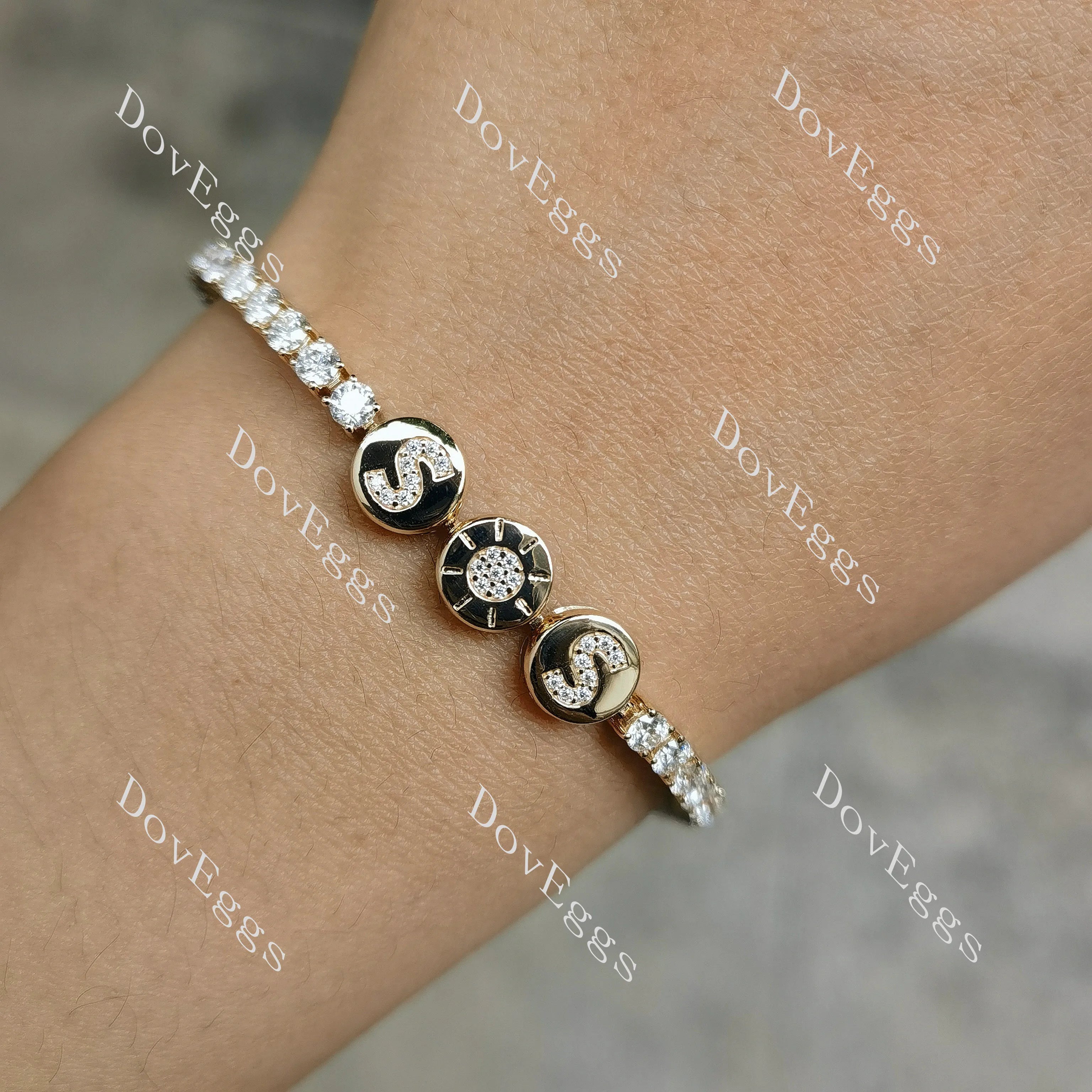 Round moissanite/lab grown diamond friendship bracelet| DovEggs