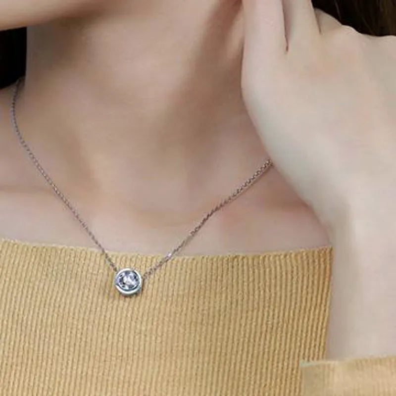 Doveggs round bezel setting moissanite pendant necklace (pendant only)