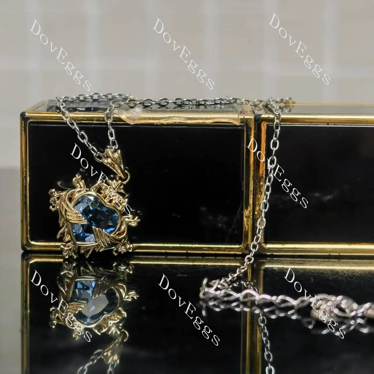 Heart art deco solitaire vintage pendant necklace (pendant only)| Doveggs