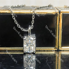 Art deco pave hidden halo lab diamond pendant necklace semi-mount only(Exclusively to DovEggs Stones)