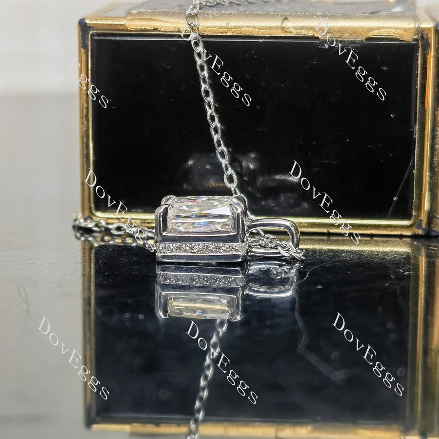 Art deco pave hidden halo lab diamond pendant necklace semi-mount only(Exclusively to DovEggs Stones)
