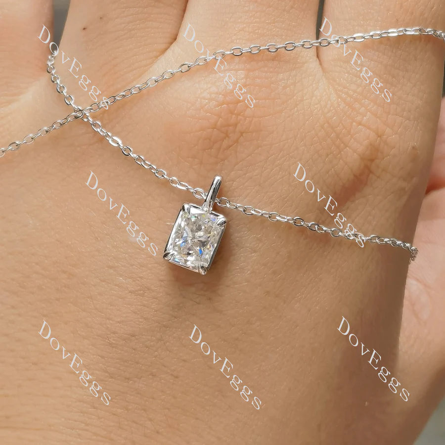 Art deco pave hidden halo lab diamond pendant necklace semi-mount only(Exclusively to DovEggs Stones)
