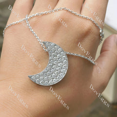 Crescent Moon around 2.65cttw round moissanite pendant necklace (pendant only)| Doveggs