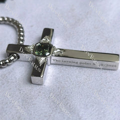 Asscher moissanite bezel Cross pendant necklace (pendant only)| Doveggs
