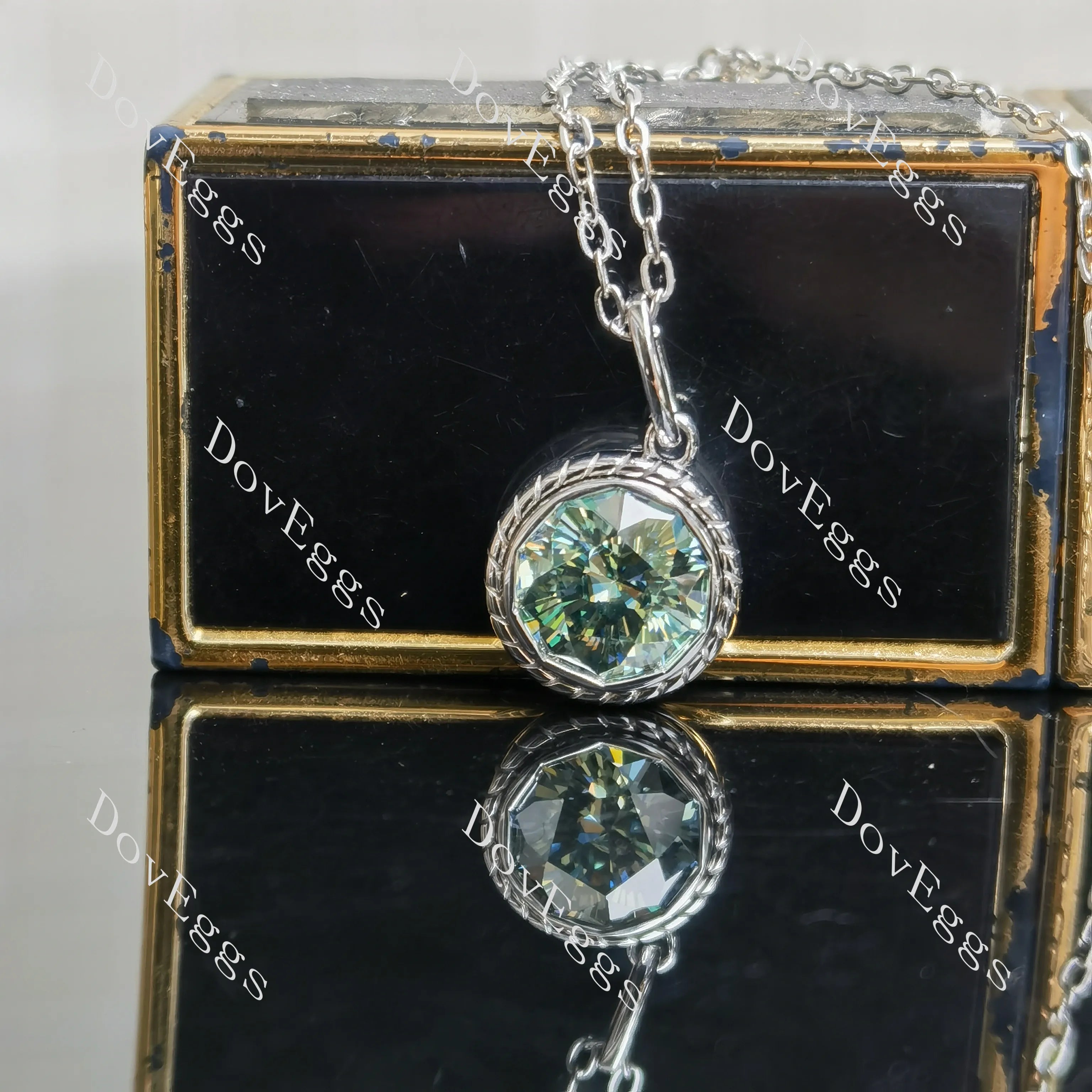 Octagon solitaire moissanite pendant necklace (pendant only)| Doveggs