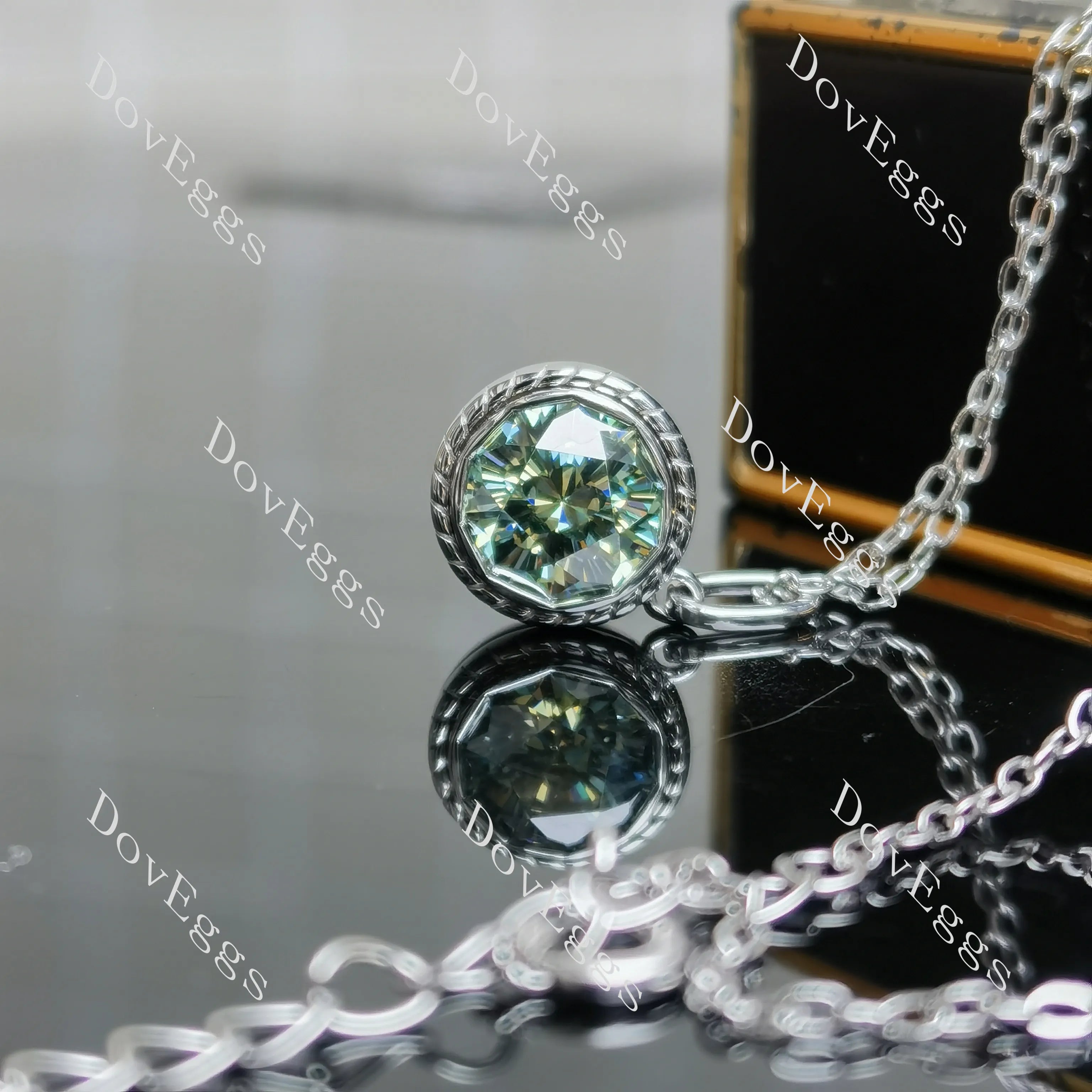 Octagon solitaire moissanite pendant necklace (pendant only)| Doveggs