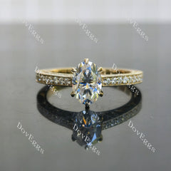 Oval vintage pave moissanite engagement ring| DovEggs