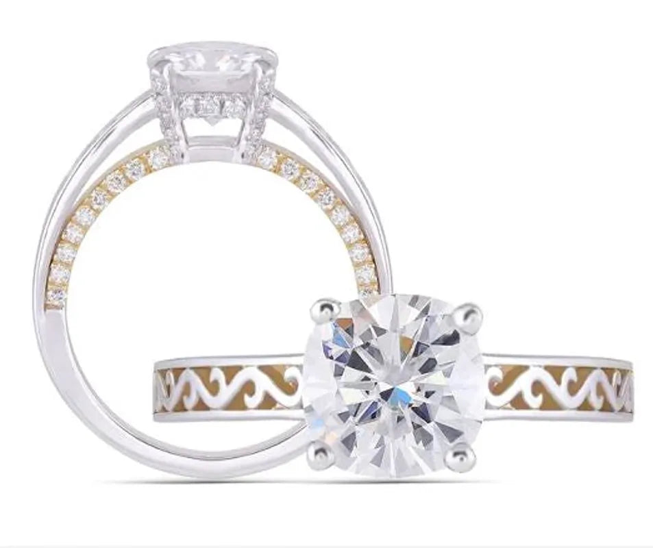 Doveggs hard engraved engagement ring only semi-mount only(Exclusively to DovEggs Stones)