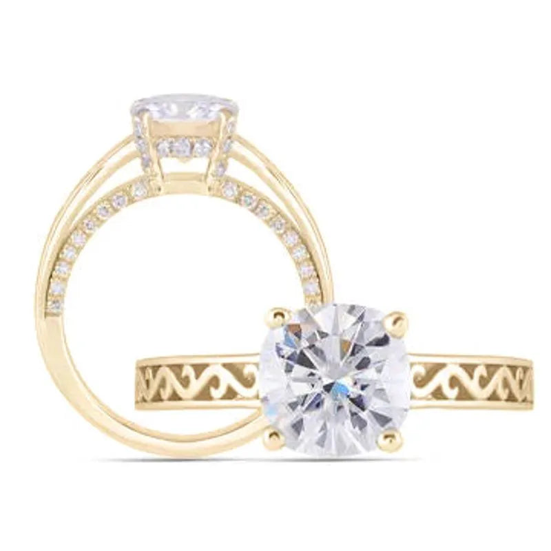 Doveggs hard engraved engagement ring only semi-mount only(Exclusively to DovEggs Stones)