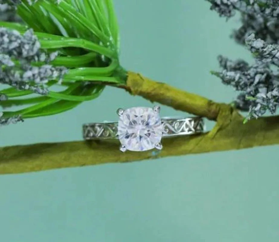 Doveggs hard engraved engagement ring only semi-mount only(Exclusively to DovEggs Stones)