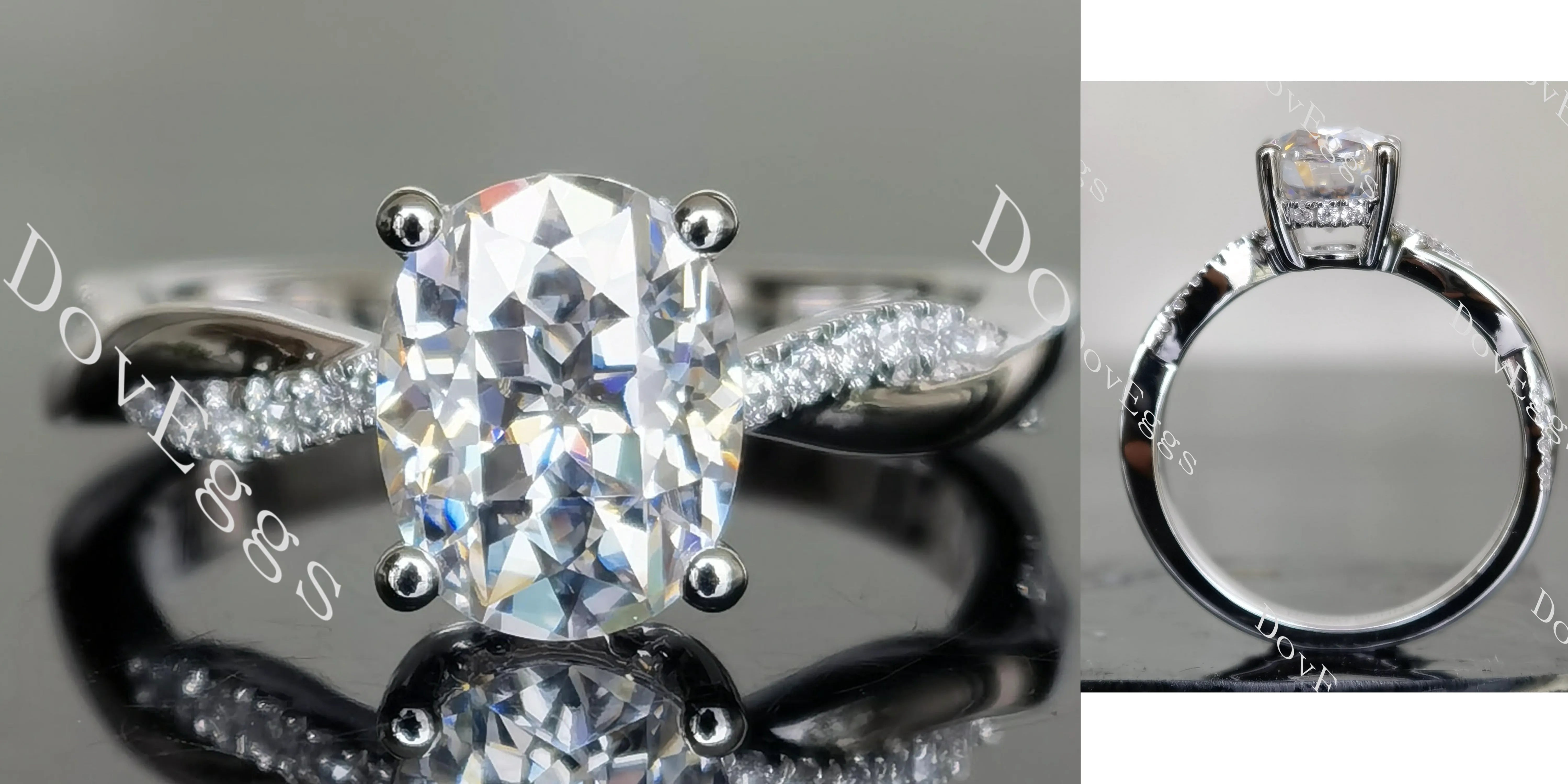 Oval curved moissanite engagement ring| DovEggs