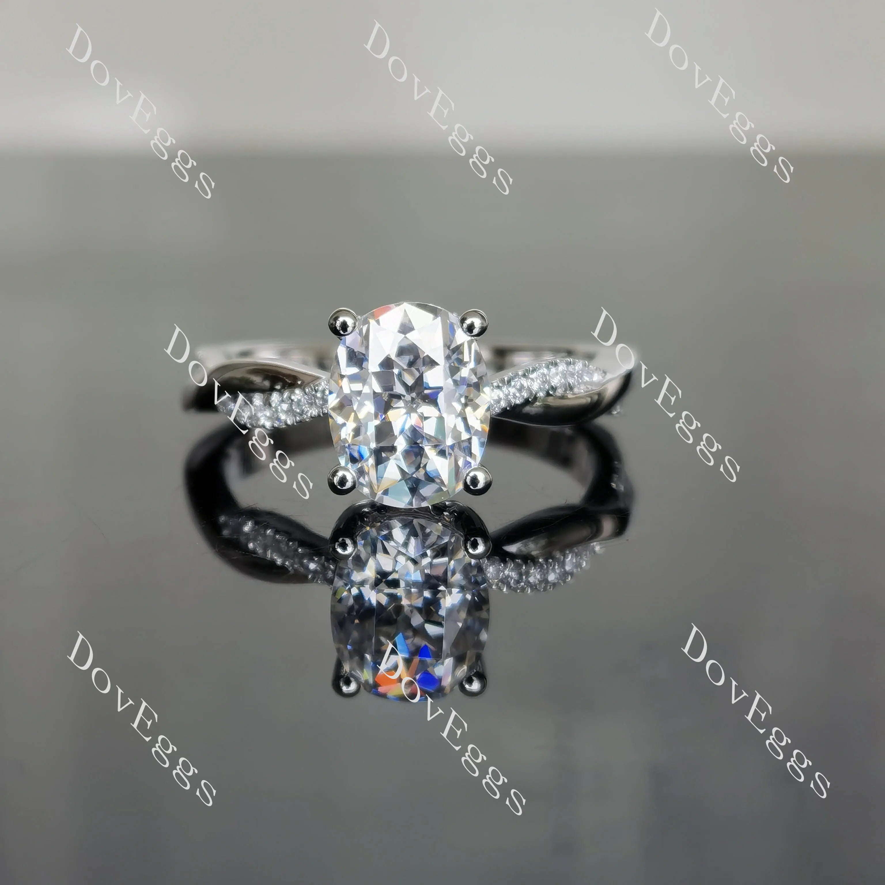 Oval curved moissanite engagement ring| DovEggs