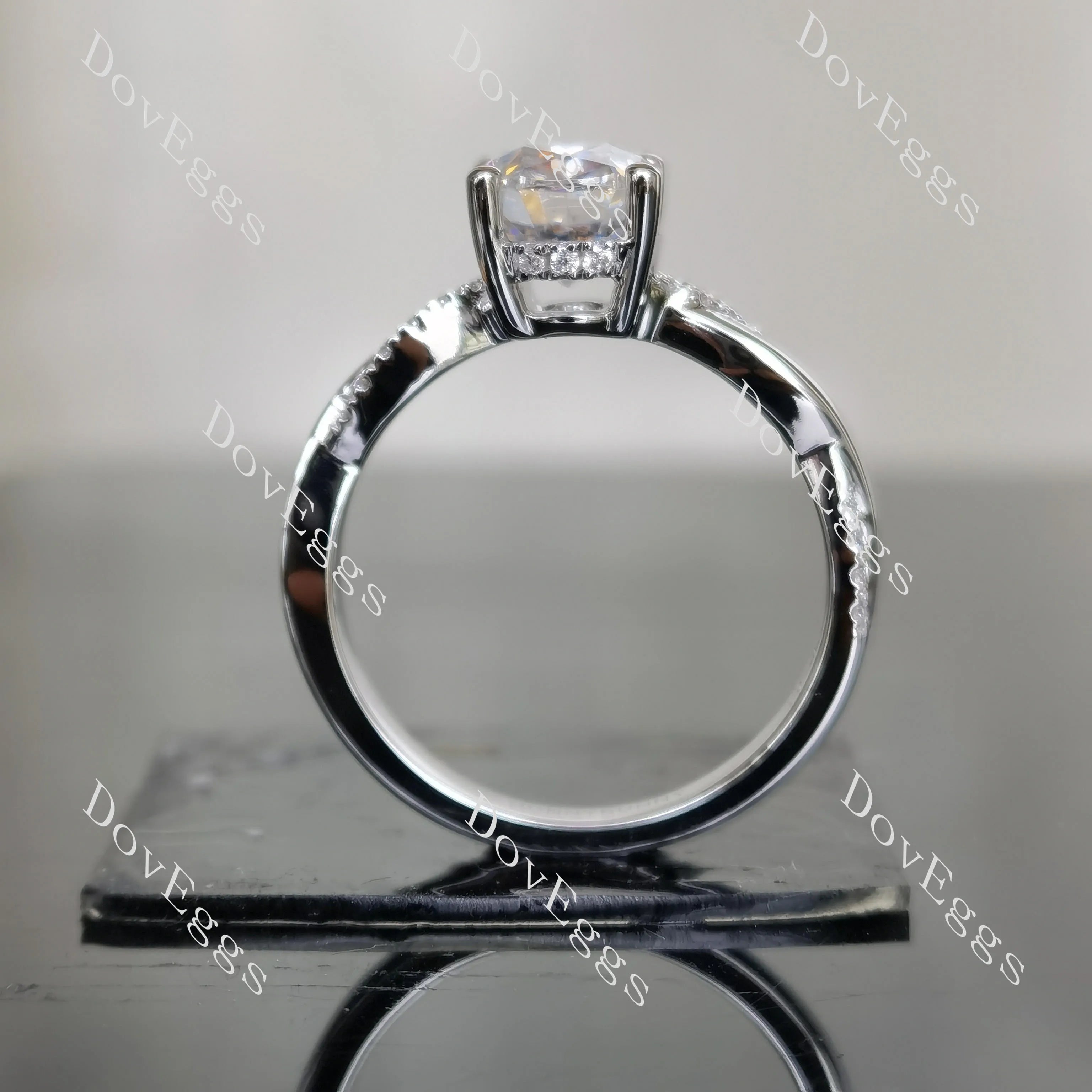 Oval curved moissanite engagement ring| DovEggs