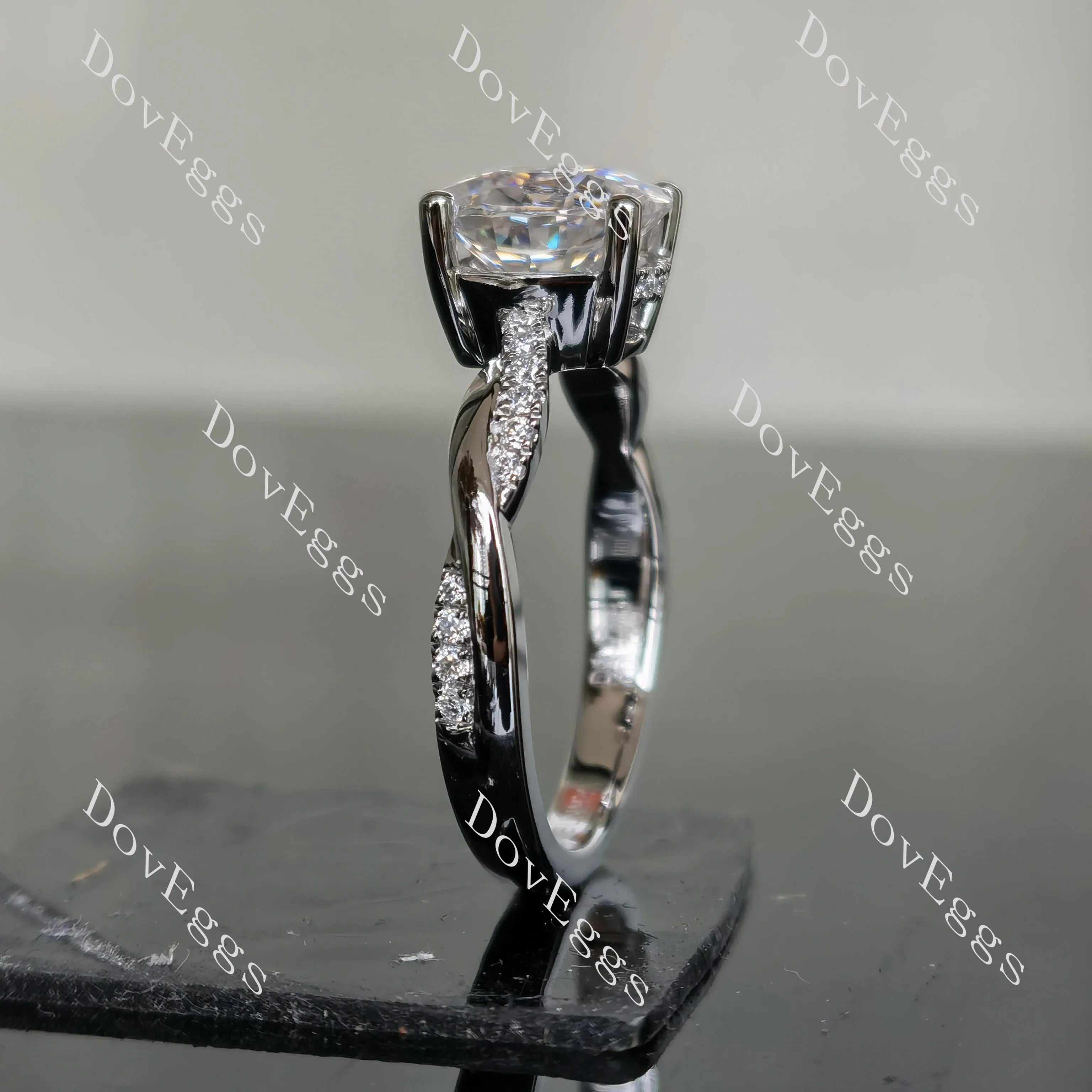 Oval curved moissanite engagement ring| DovEggs