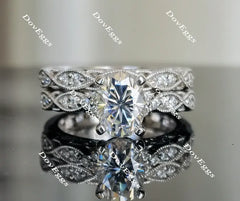 Oval art deco moissanite bridal set(2 rings)| DovEggs