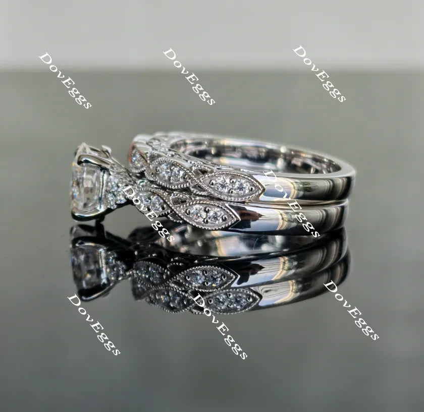 Oval art deco moissanite bridal set(2 rings)| DovEggs