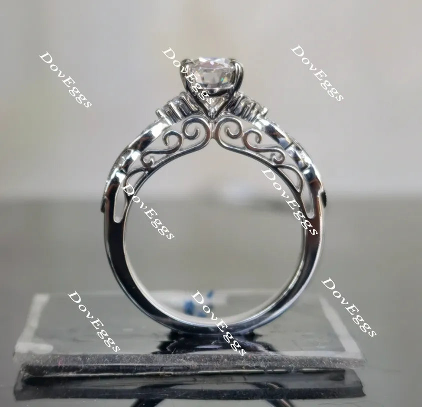 Oval art deco moissanite bridal set(2 rings)| DovEggs