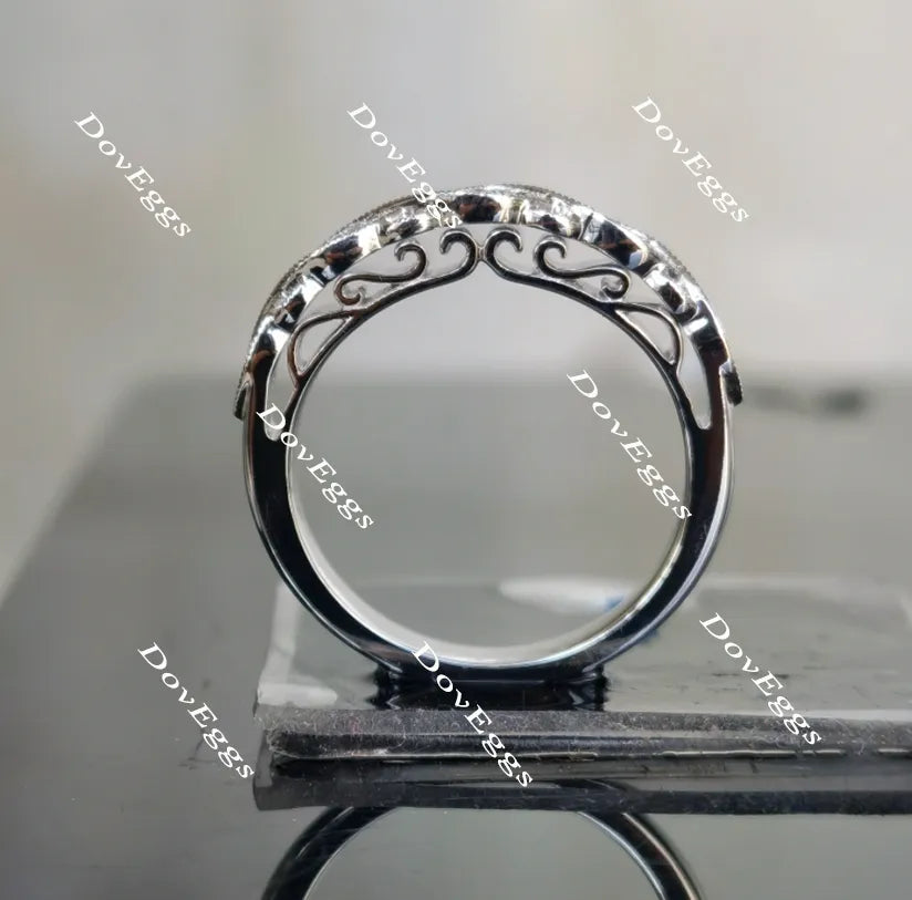 Oval art deco moissanite bridal set(2 rings)| DovEggs