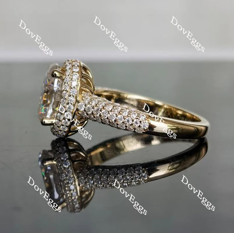 Oval pave halo moissanite engagement ring| DovEggs