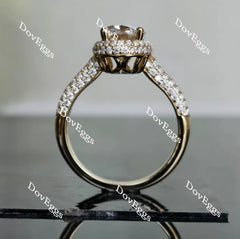 Oval pave halo moissanite engagement ring| DovEggs