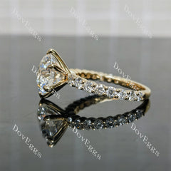 Round pave moissanite engagement ring| DovEggs