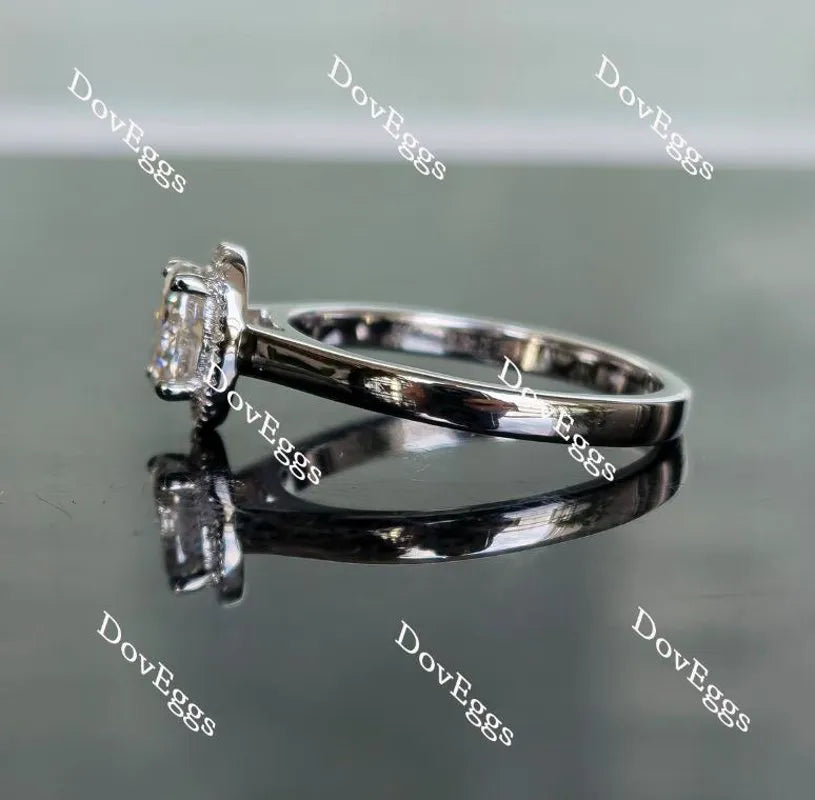 Oval cathedral halo moissanite engagement ring| DovEggs