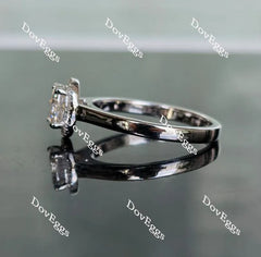 Oval cathedral halo moissanite engagement ring| DovEggs