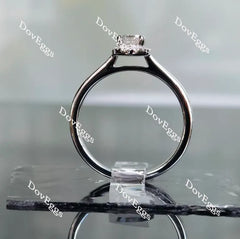 Oval cathedral halo moissanite engagement ring| DovEggs